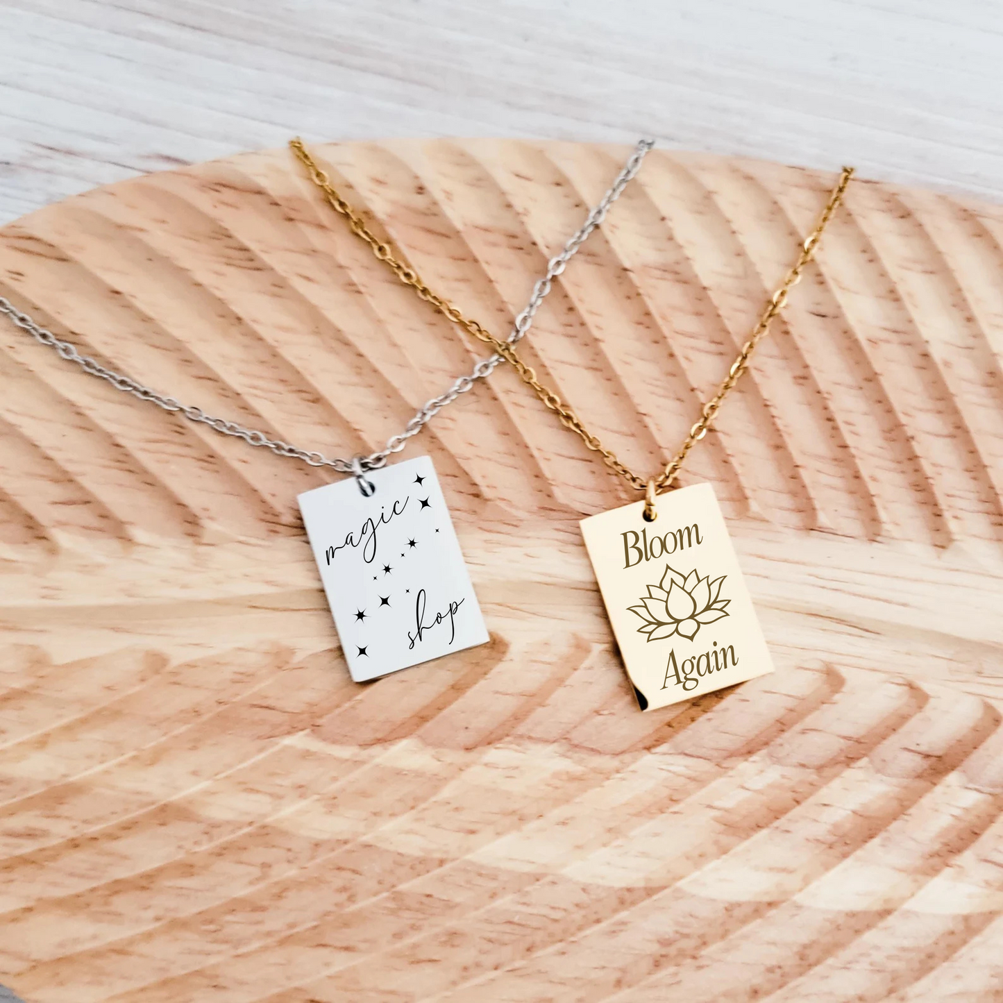 Wide Rectangular Engraved Necklace