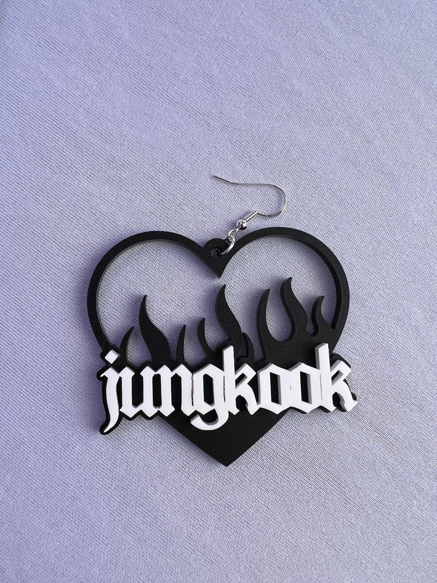 Flame Name Heart Earrings (All Members & Bangtan)