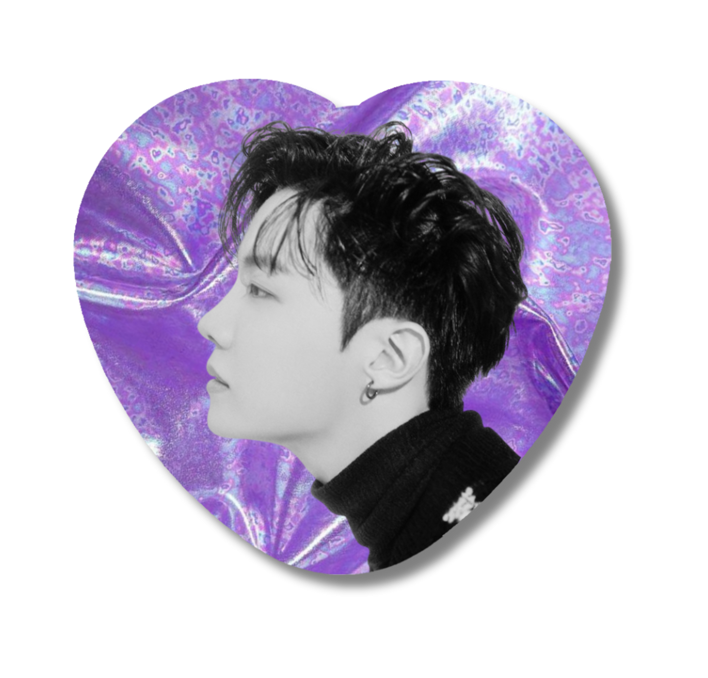 Holo Purple Heart Button Hobi