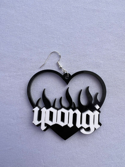 Flame Name Heart Earrings (All Members & Bangtan)
