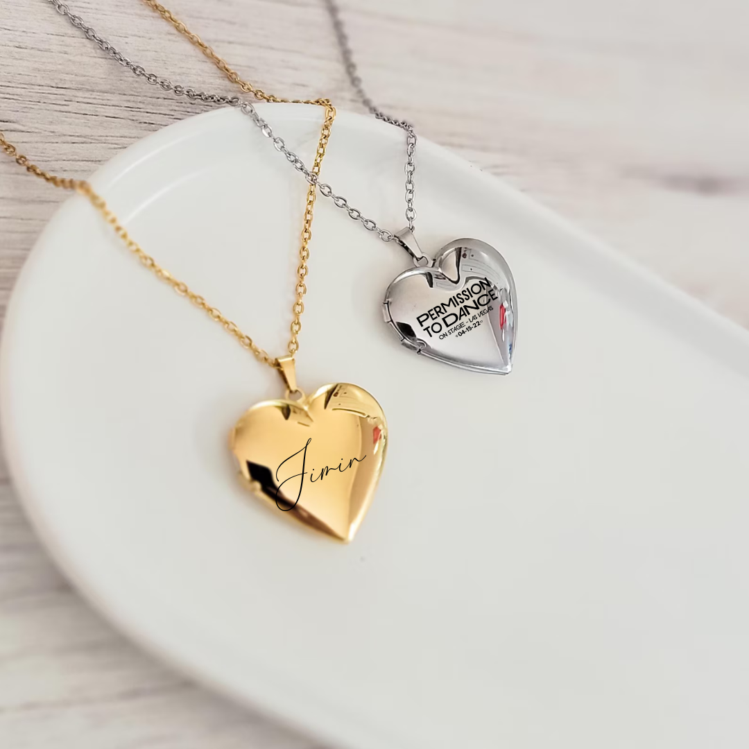 Heart Engraved Locket Necklace