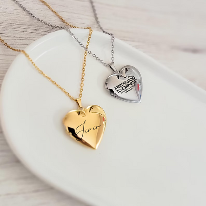 Heart Engraved Locket Necklace