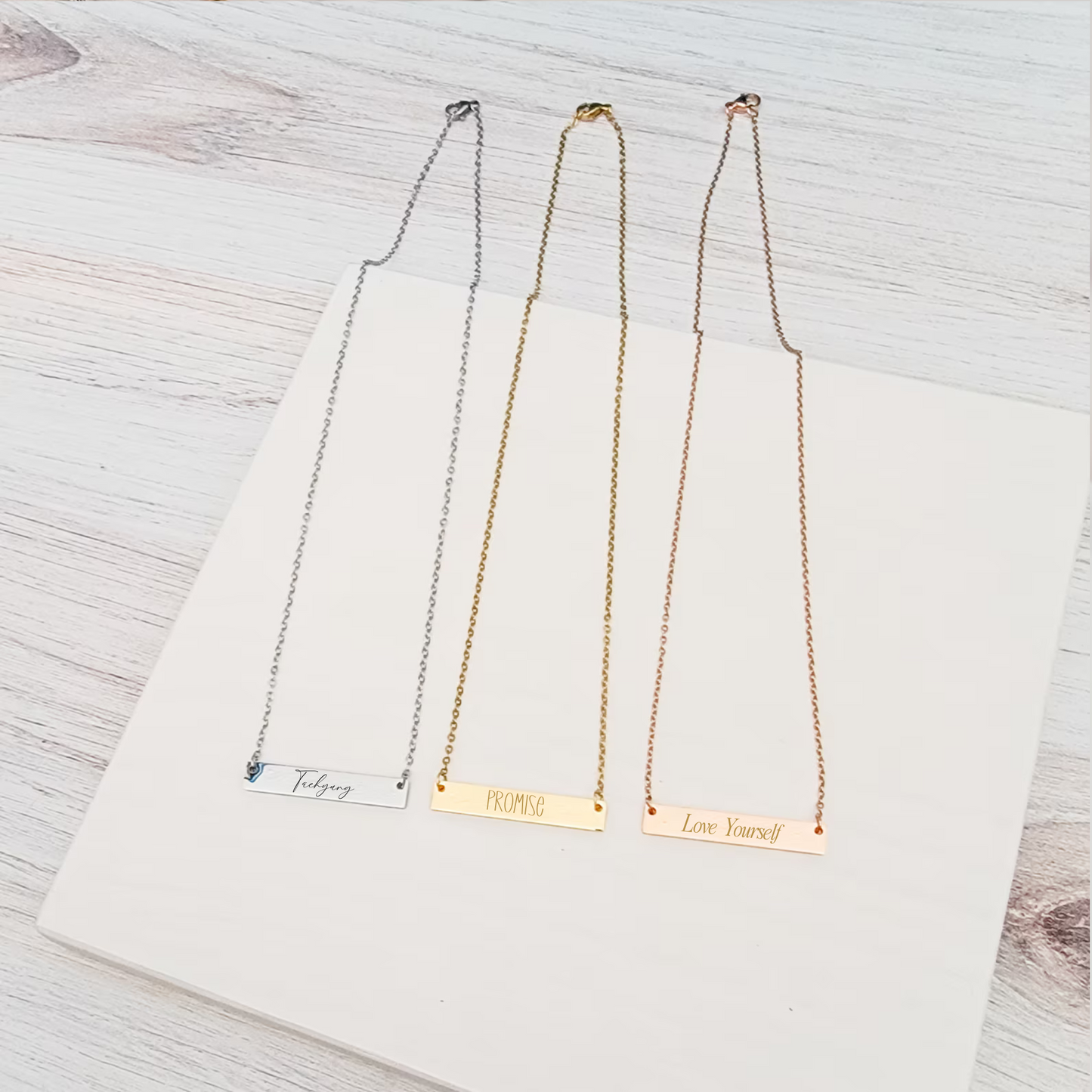 Horizontal Bar Engraved Necklace