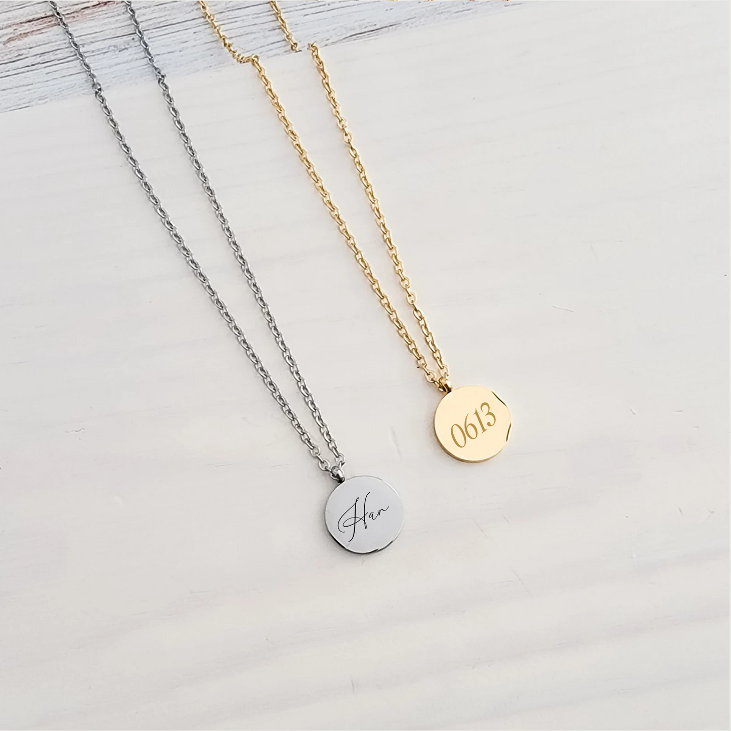 Petite Round Engraved Necklace