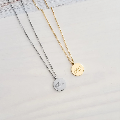 Petite Round Engraved Necklace