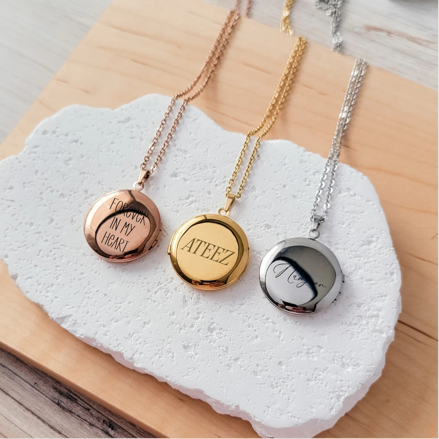 Round Engraved Locket Necklace