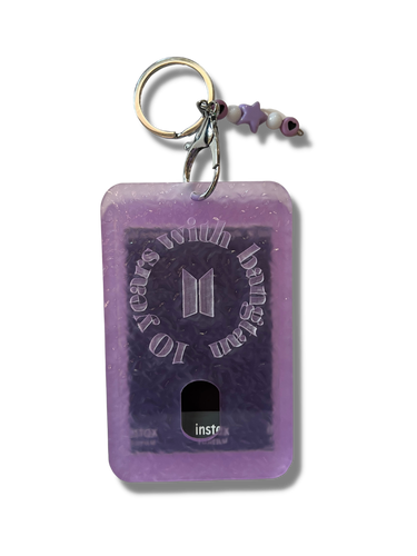 Custom Photo Keychain - 10 Year Engraved Purple Acrylic
