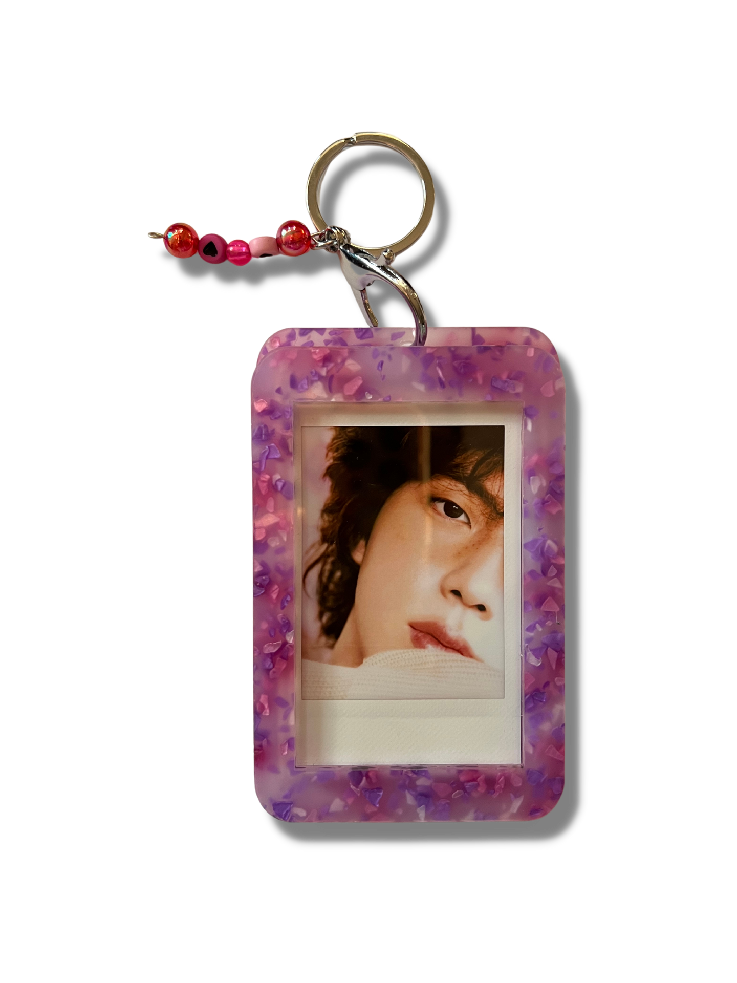 Custom Photo Keychain - Pink & Purple  Terrazzo Acrylic
