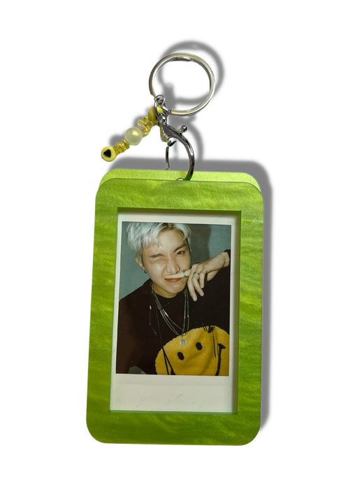 Custom Photo Keychain - Green Apple Marbled Glitter Acrylic