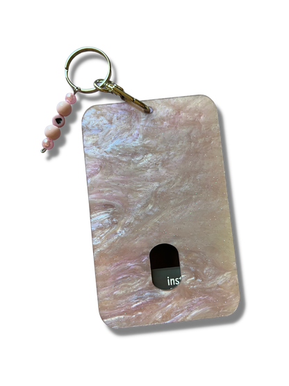 Custom Photo Keychain - Soft Pink Marbled Glitter Acrylic