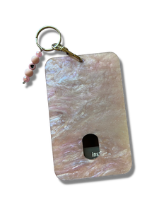 Custom Photo Keychain - Soft Pink Marbled Glitter Acrylic