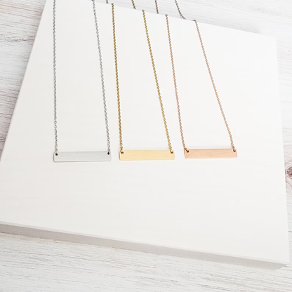 Horizontal Bar Engraved Necklace