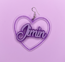Cursive Name Heart Earrings (All Members & Bangtan)