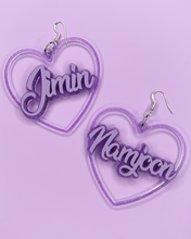 Cursive Name Heart Earrings (All Members & Bangtan)