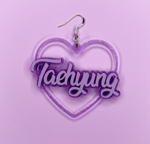 Cursive Name Heart Earrings (All Members & Bangtan)