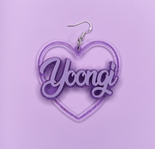 Cursive Name Heart Earrings (All Members & Bangtan)